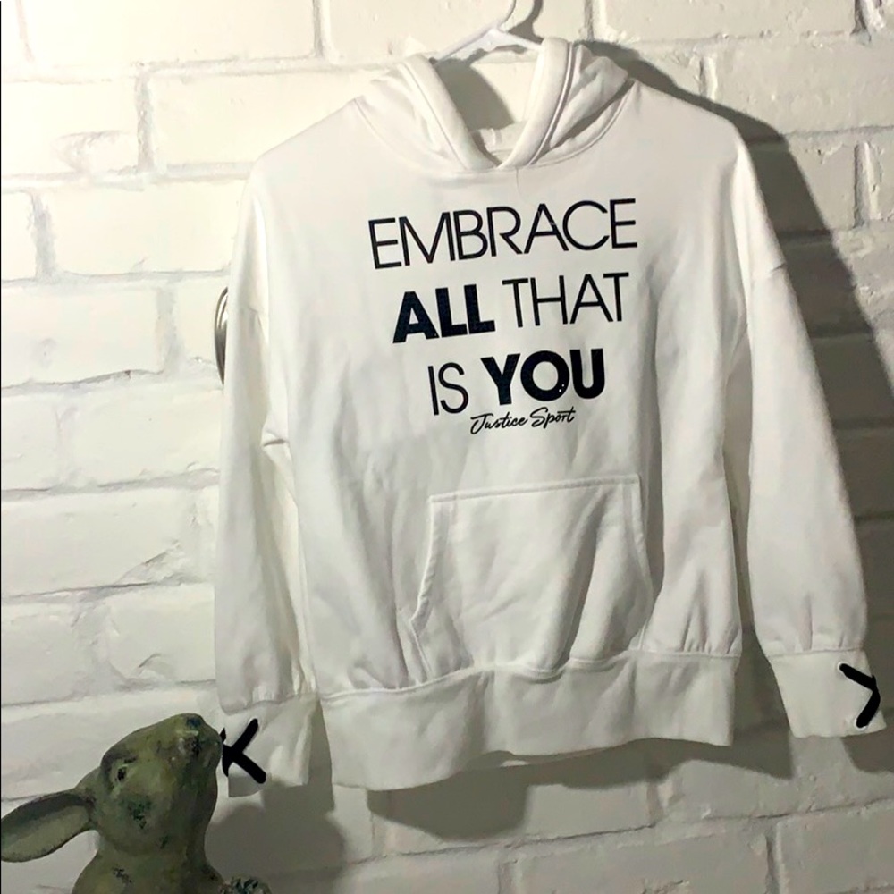 Girls justice sport white sweatshirt size 10